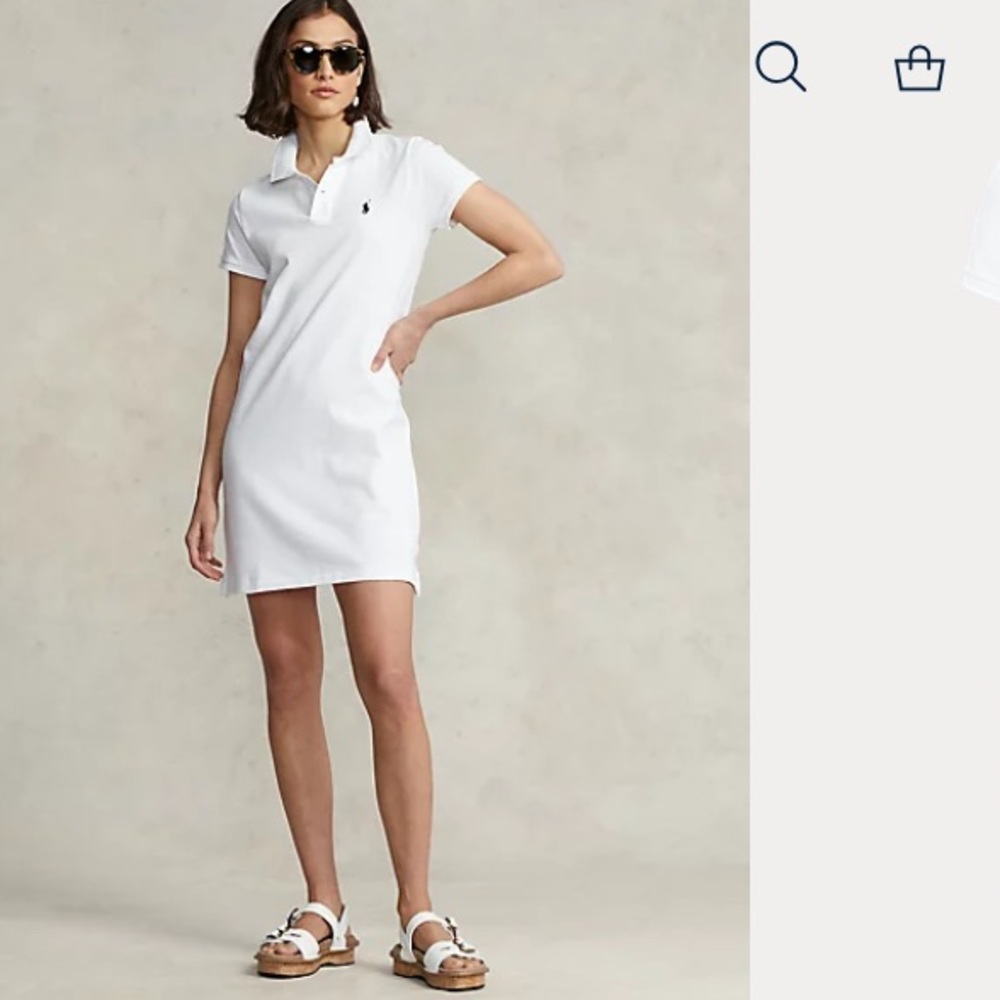 RALPH LAUREN WHITE 100% COTTON POLO DRESS unworn size large